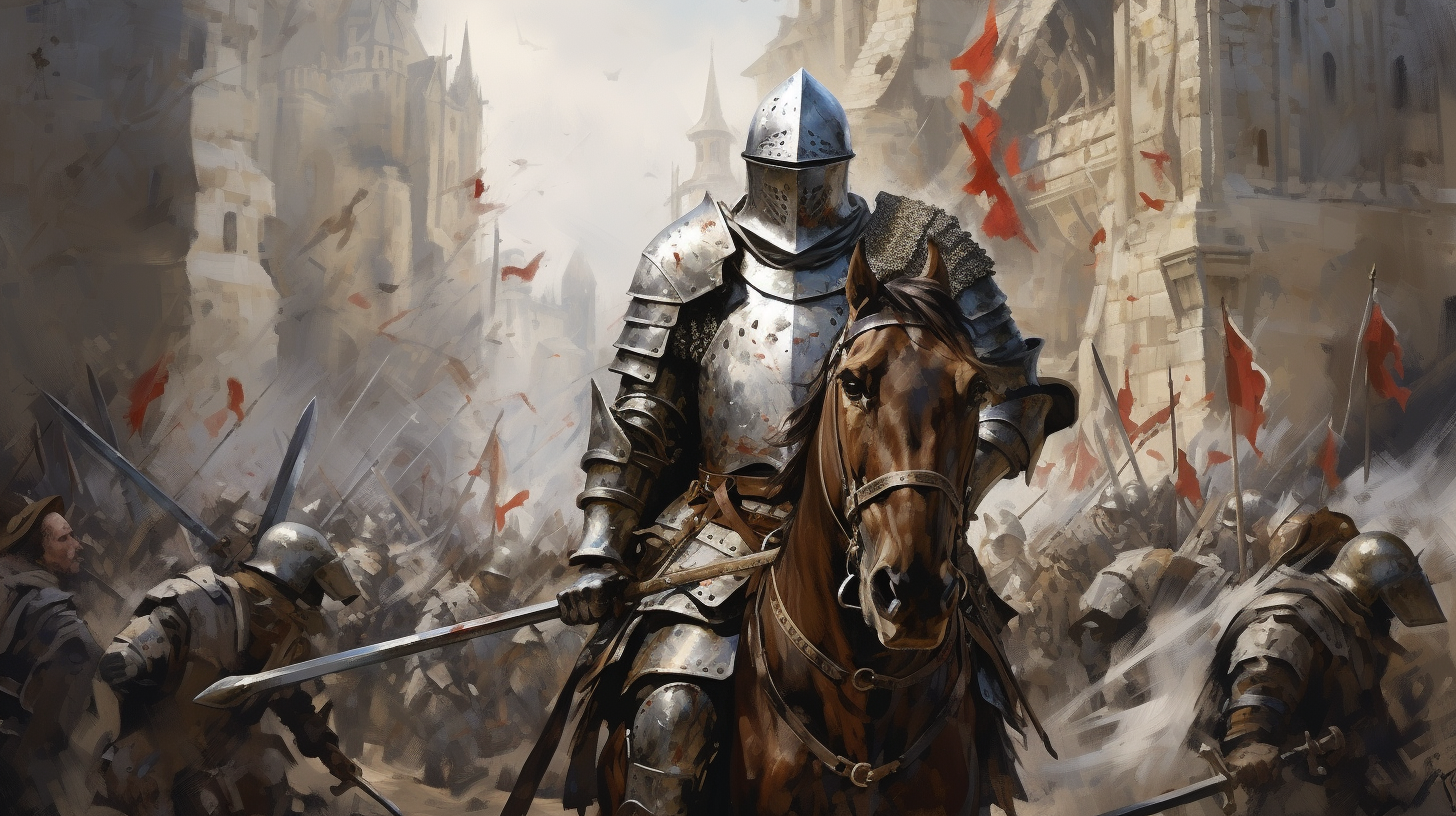 Historical medieval knight painting