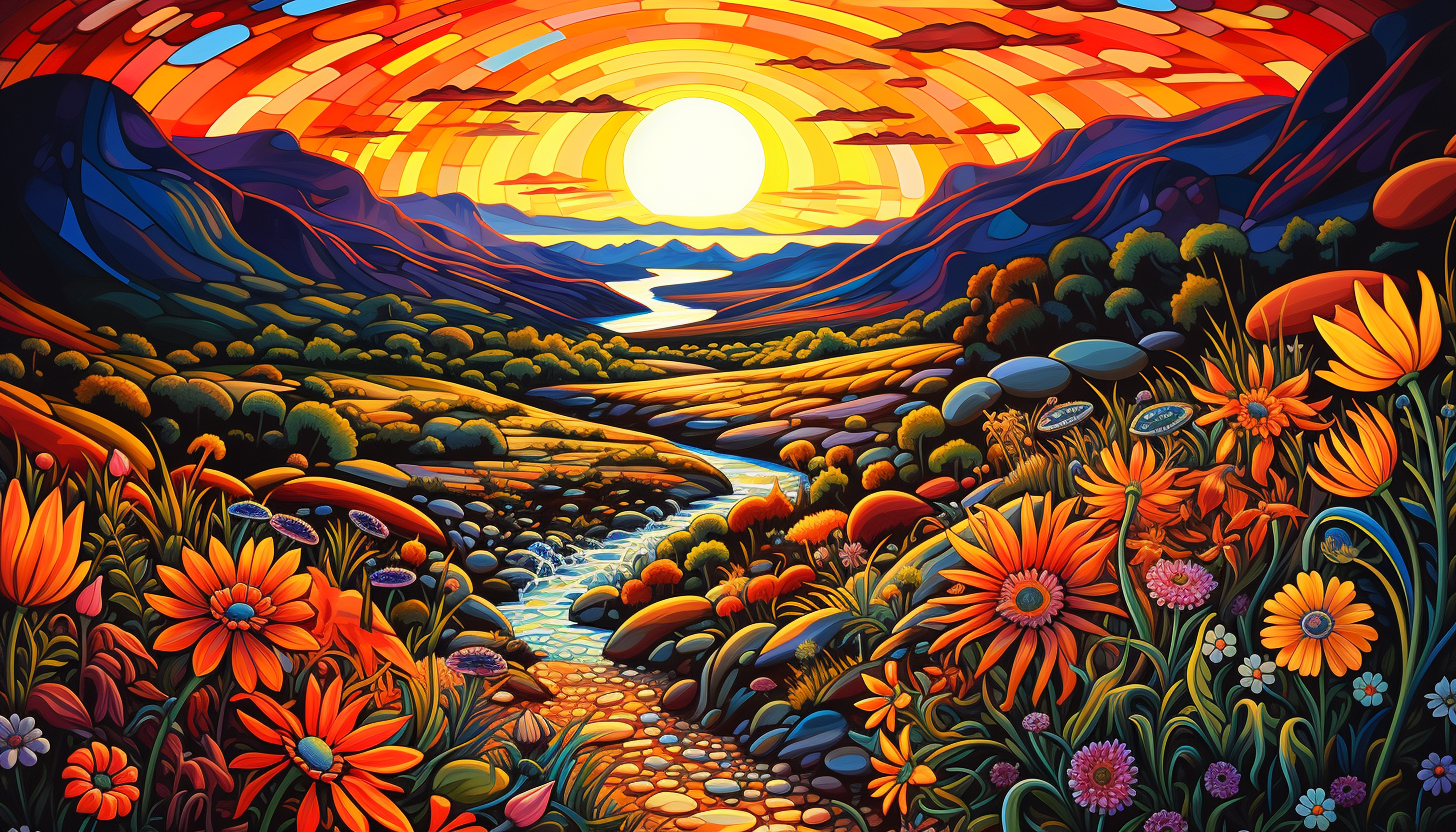 Vibrant sunset desert landscape scenery