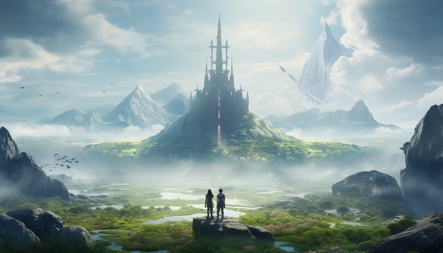 Sweeping vistas of a fantastic video game world