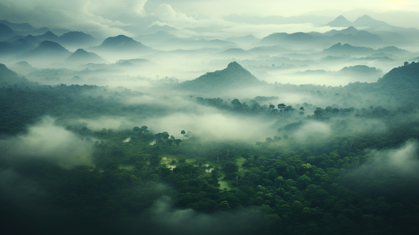 Aerial view of African equatorial jungles