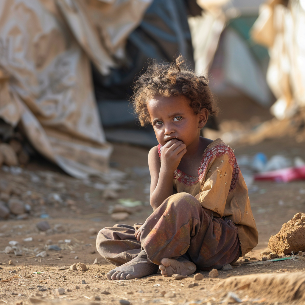 Eritrean child refugee hungry