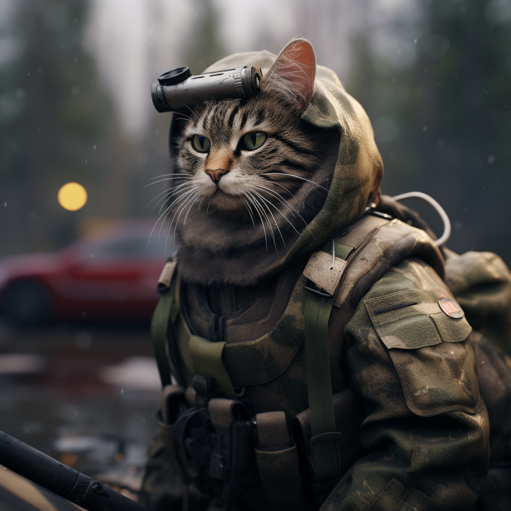 Hilarious Scav Cat Image Smoking and Fishing