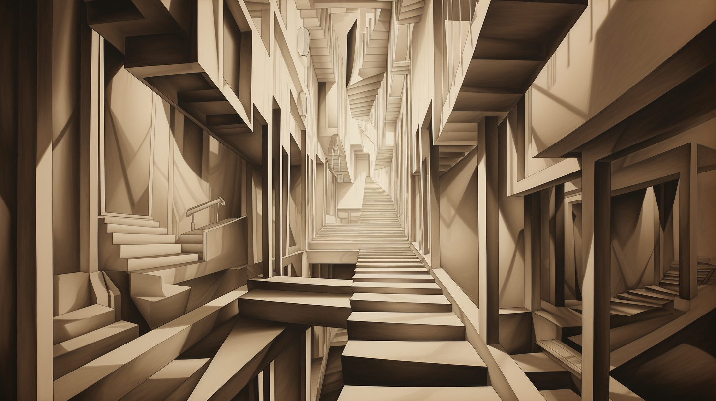 Escher geometrical forms perspective shading AR