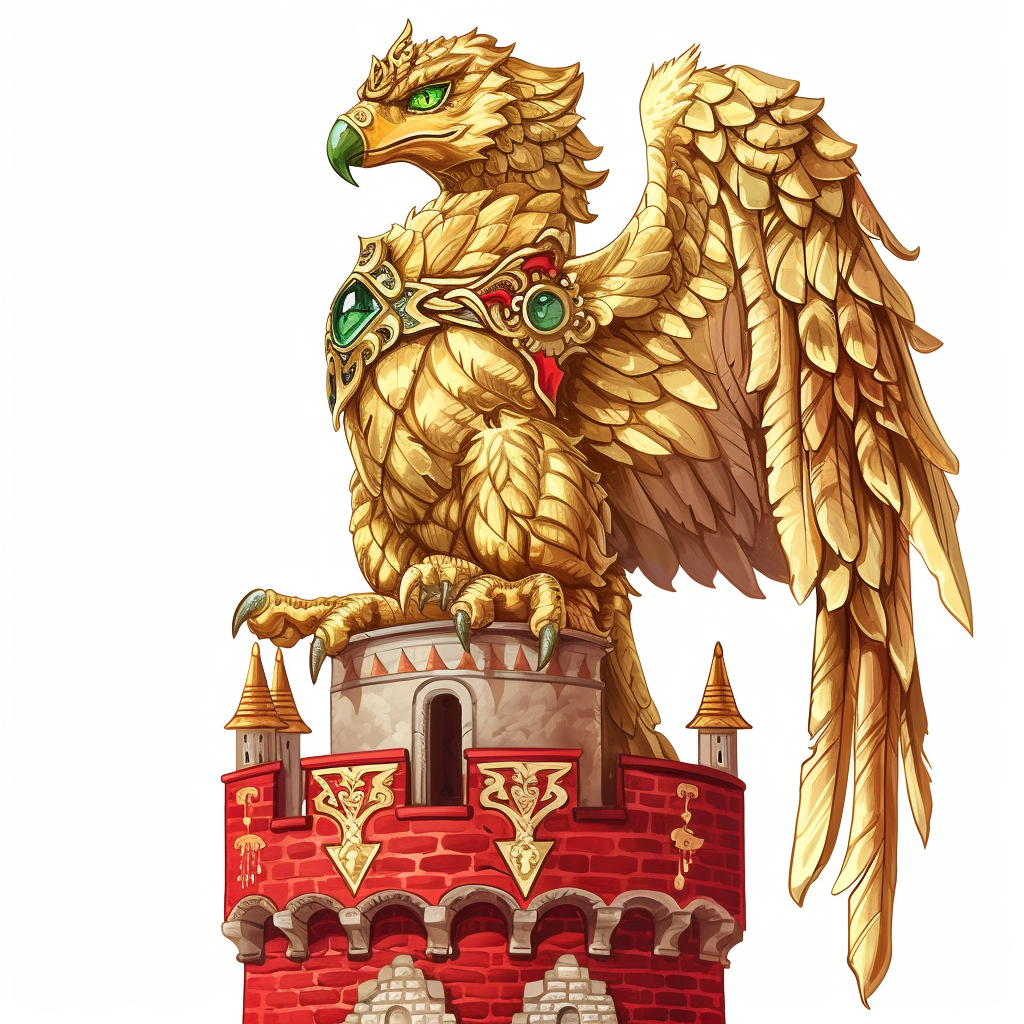 Golden Gryphon on Red Tower