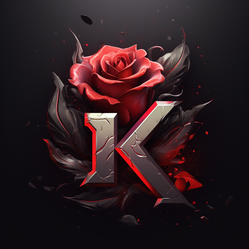 Esports logo with letter K and rose