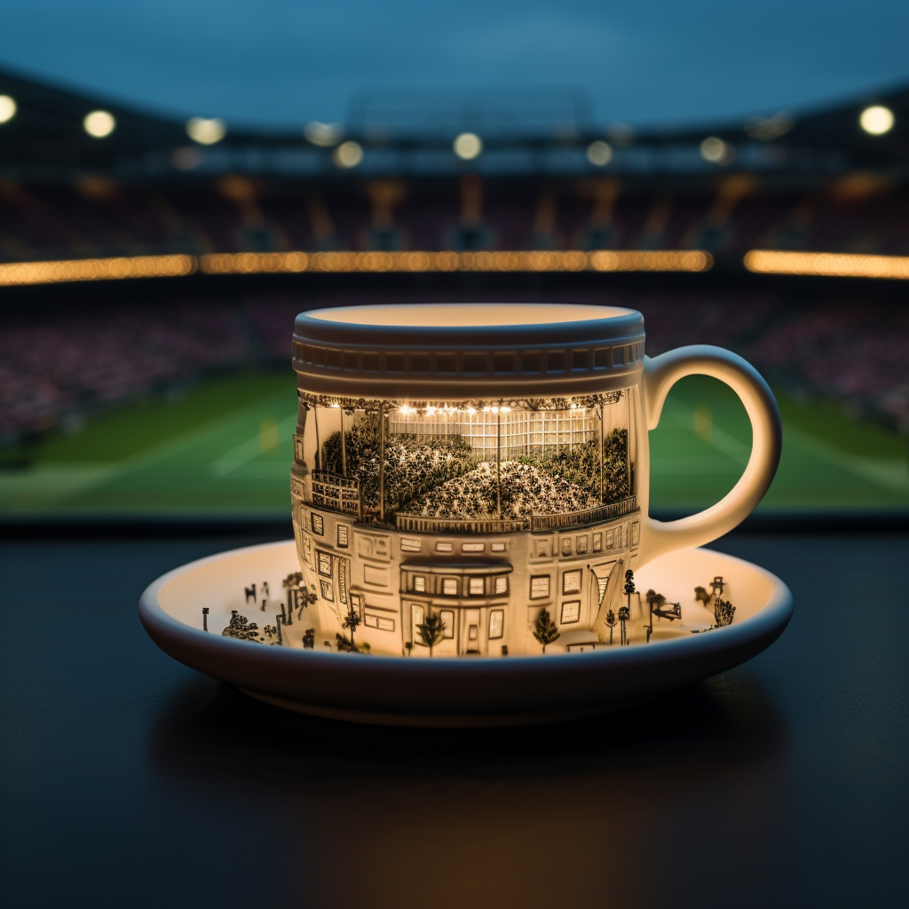 Tennis stadium lights inside espresso cup