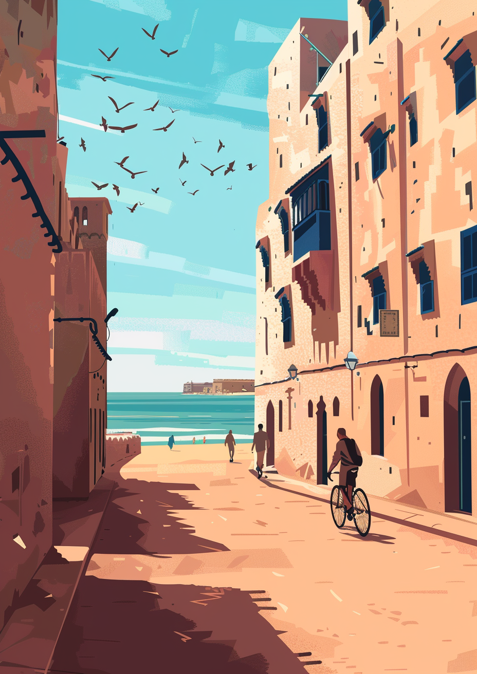 Essaouira Flat Illustration Epic 4K