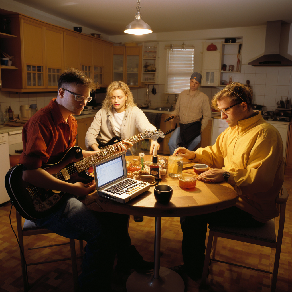 Alternative band at kitchen table