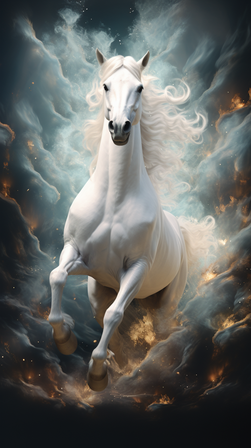 Stunning ethereal white horse in 3D