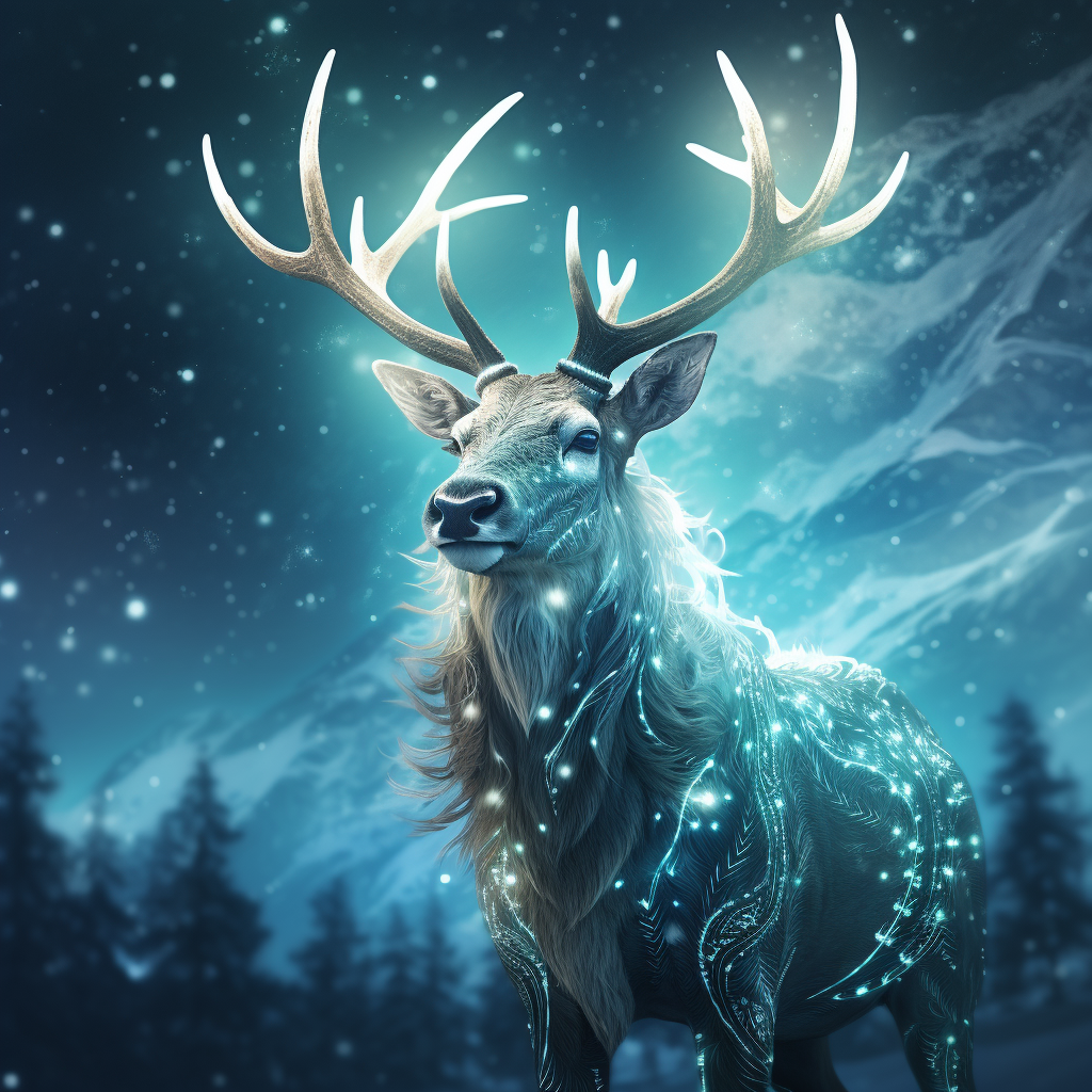 Beautiful ethereal pagan reindeer in Alaska