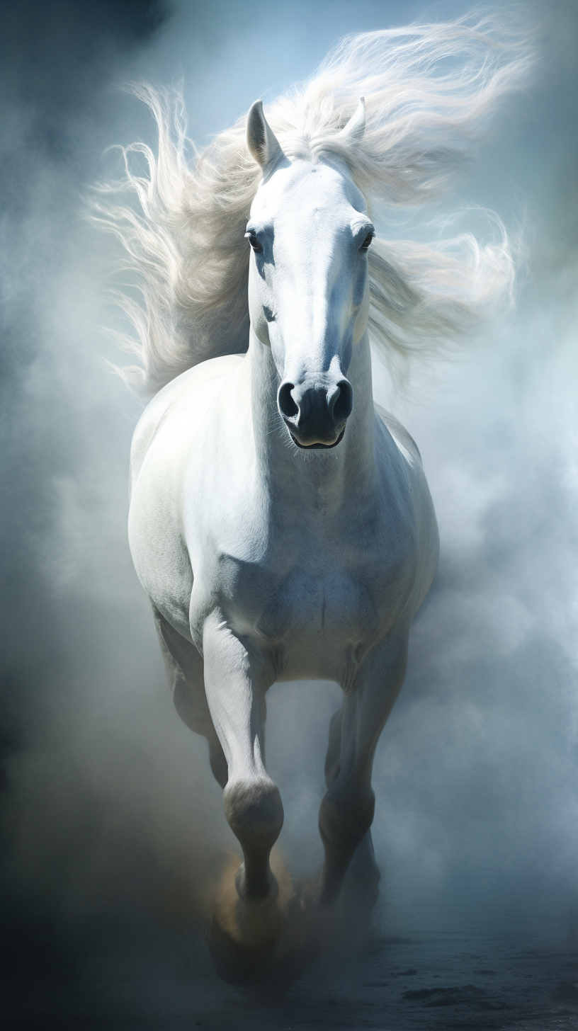 Beautiful white horse standing gracefully