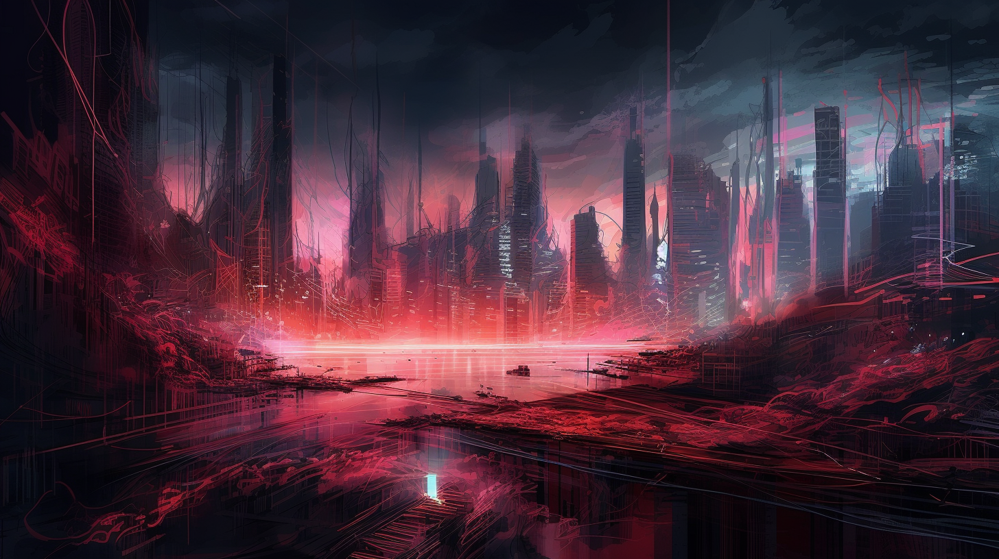 Ethereal cityscape with future gaming skyscrapers