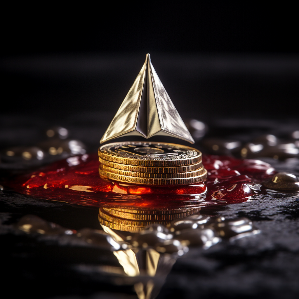 Melting silver coin with Ethereum logo