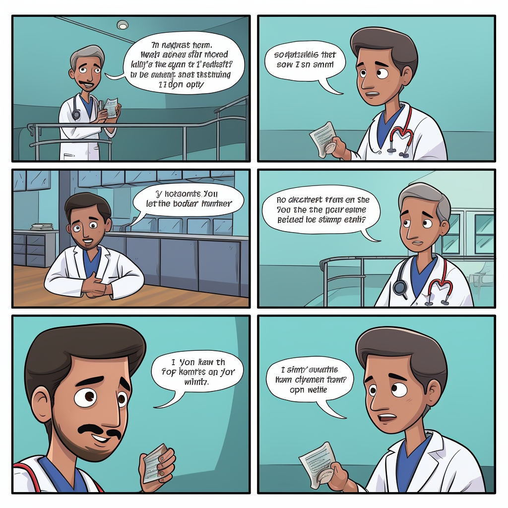 Doctor facing a difficult choice in a comic strip  ?