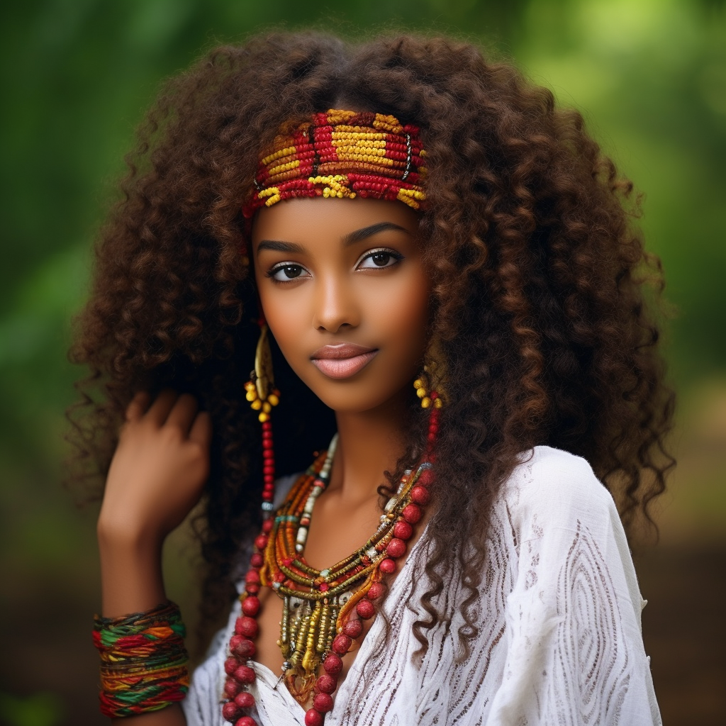 Ethiopian girl in beautiful traditional dress