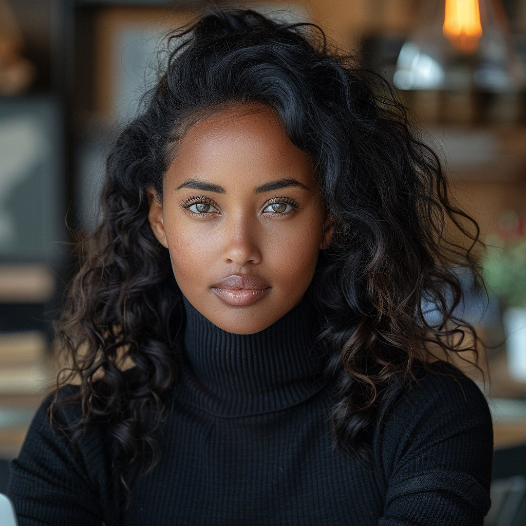 Ethiopian woman at office desk