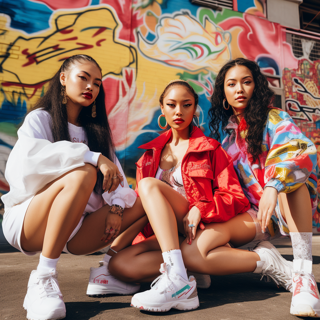 Three Ethnicity GenZ Girls in Supreme and Nike Apparel