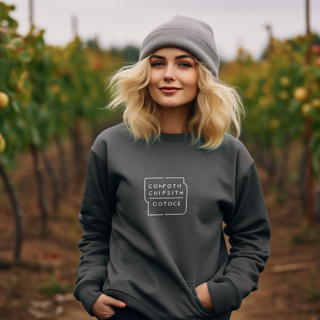 Fashionable woman with shaggy blond hair wearing a sweatshirt