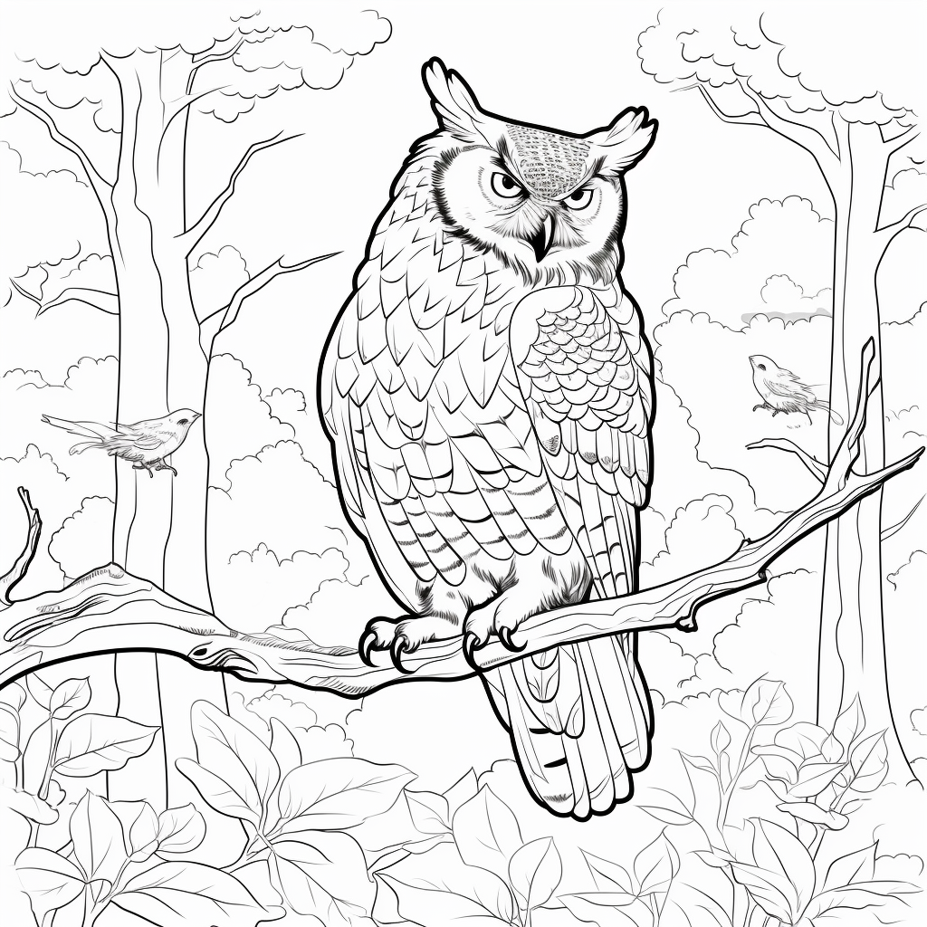 Coloring book page of Eurasian Eagle-Owl