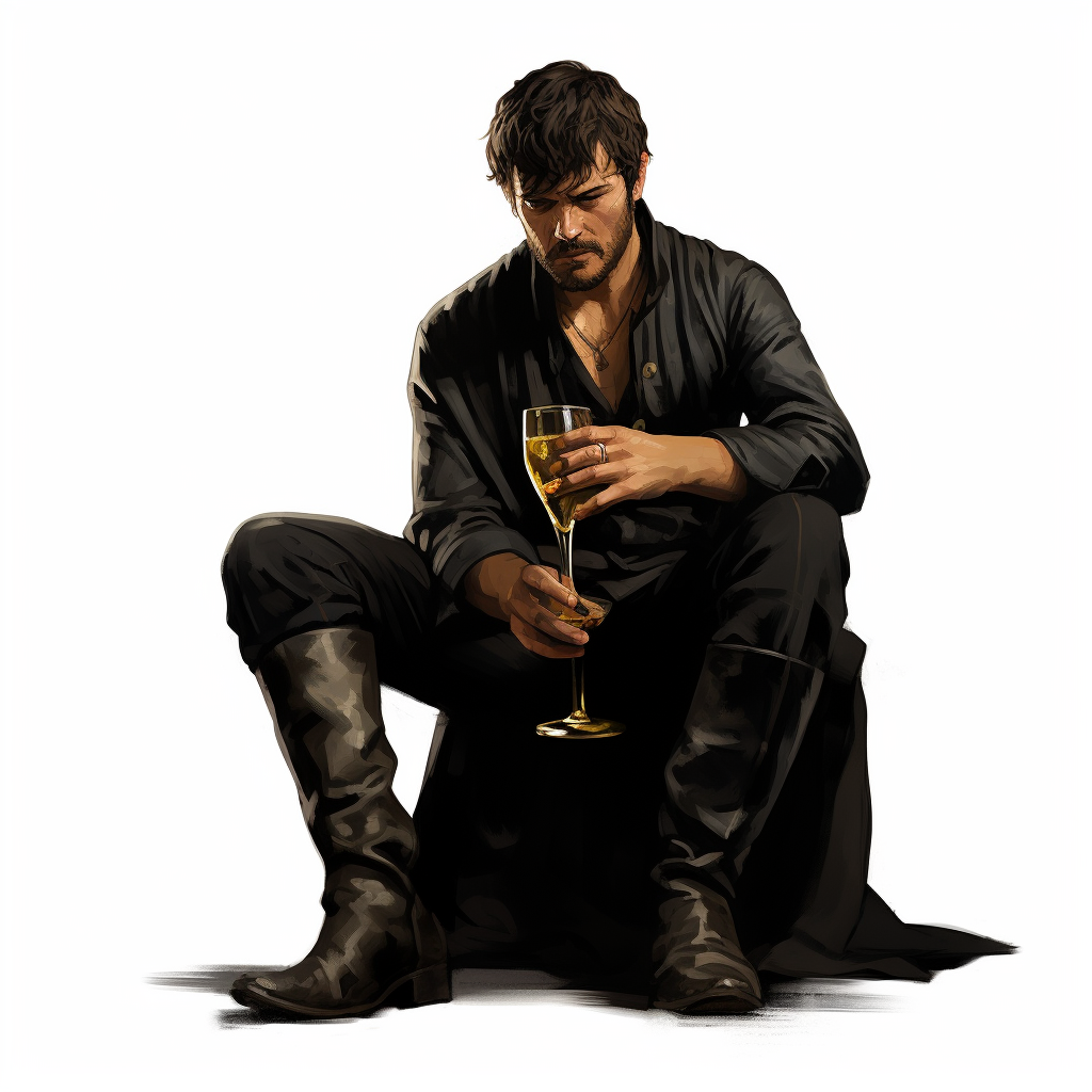 Euron Greyjoy sitting with wine glass