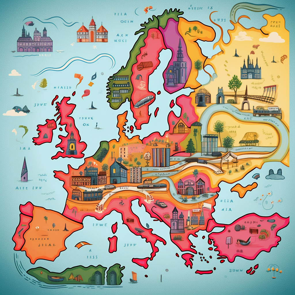 Bright Europe Map Illustration for Children