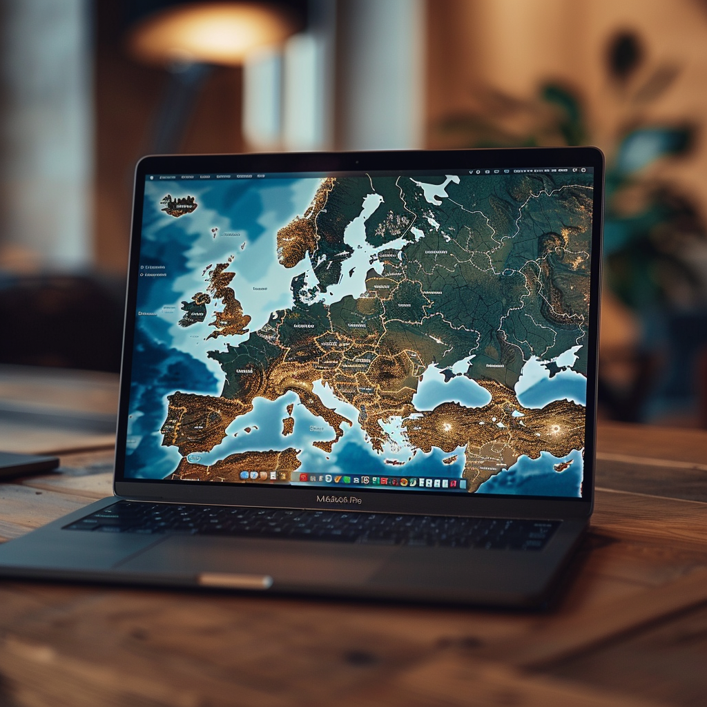 Europe Map on Macbook Screen