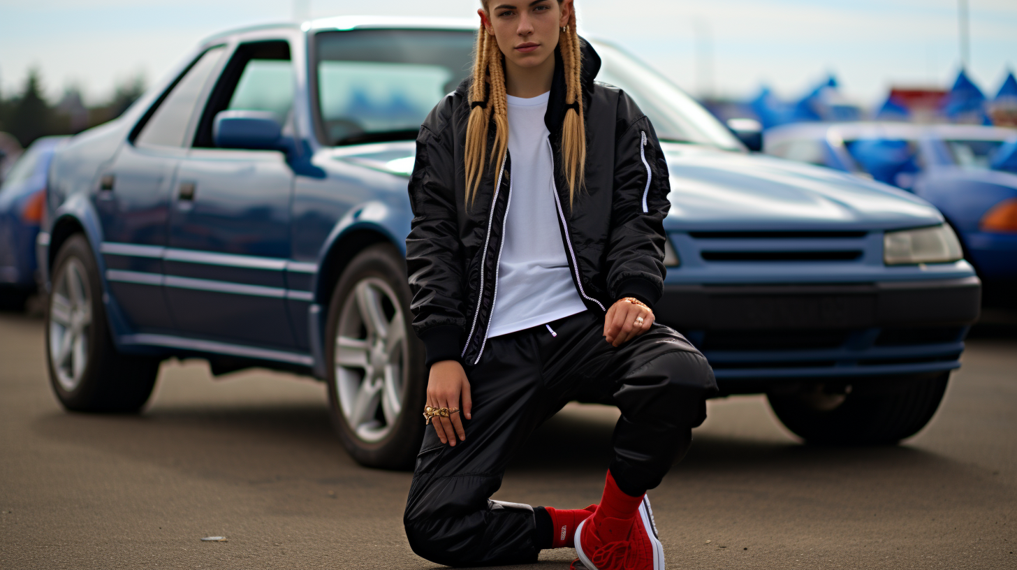 Short-haired European male teenage driver in parking lot