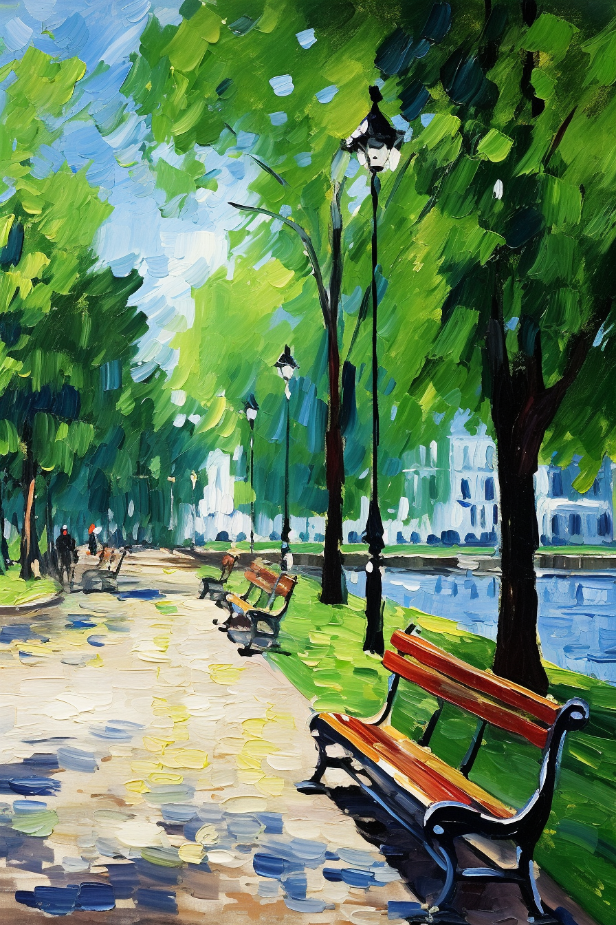 European Park Oil Painting Artwork