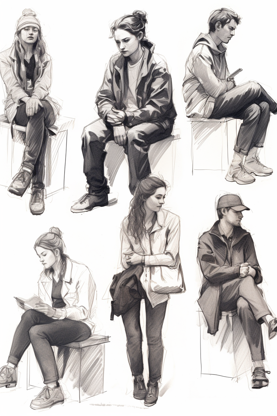 Sketches of ordinary European people