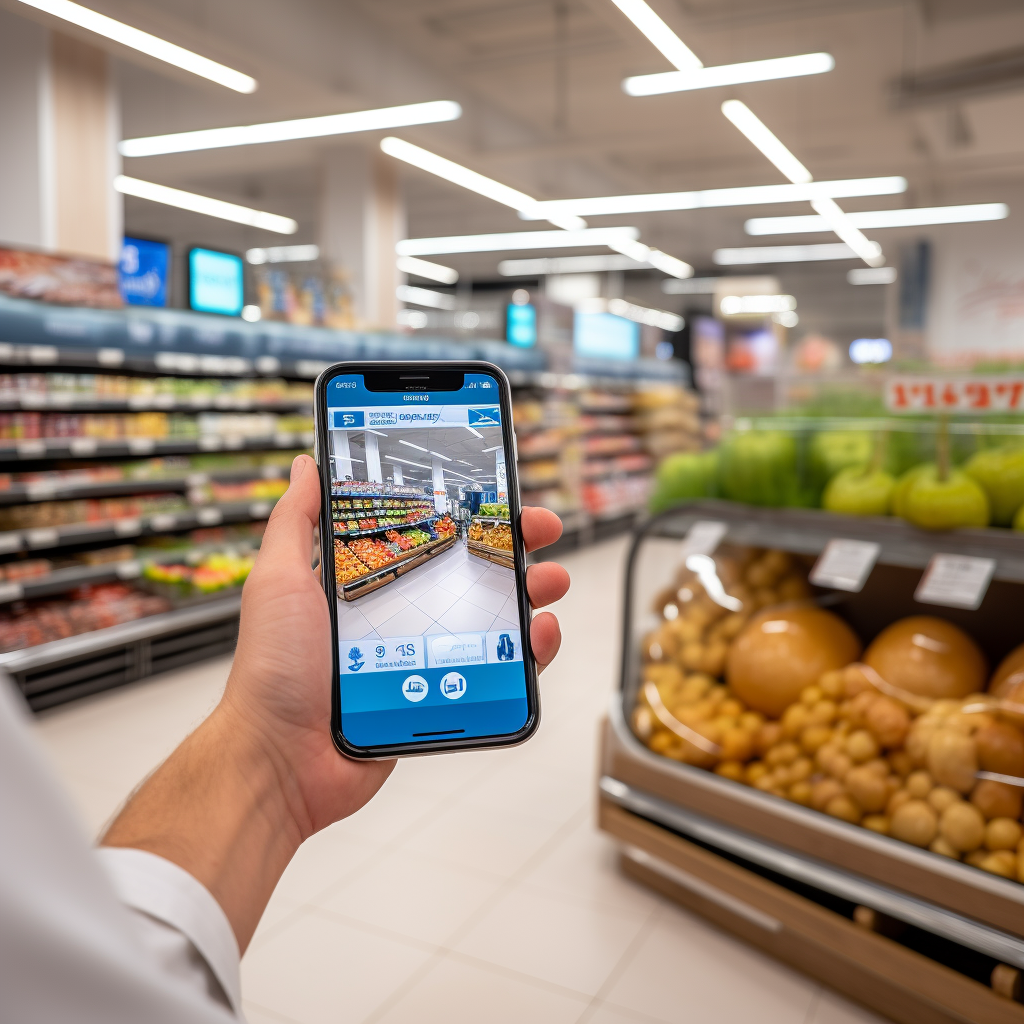 European supermarket staff using iPhone app