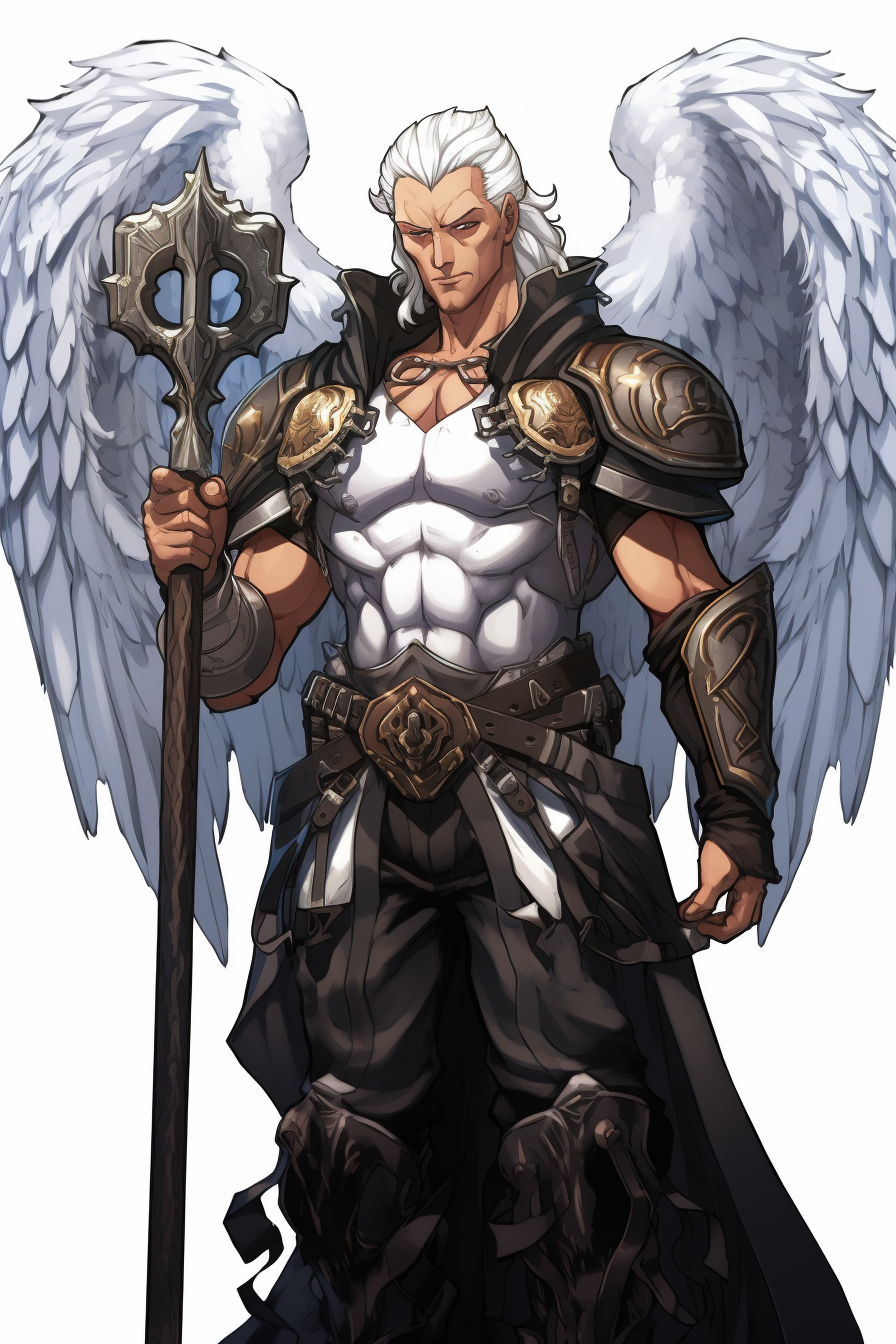 Muscular European Angel with Halo