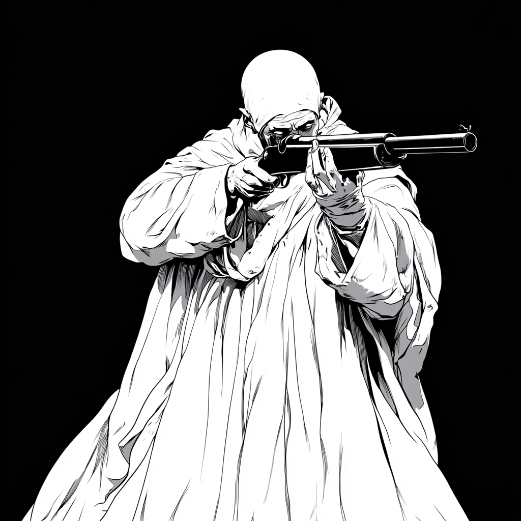 European Monk with Rifle Artwork