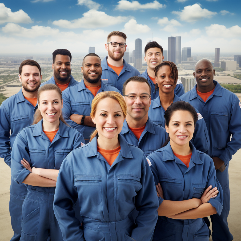 Smiling European workers in Houston