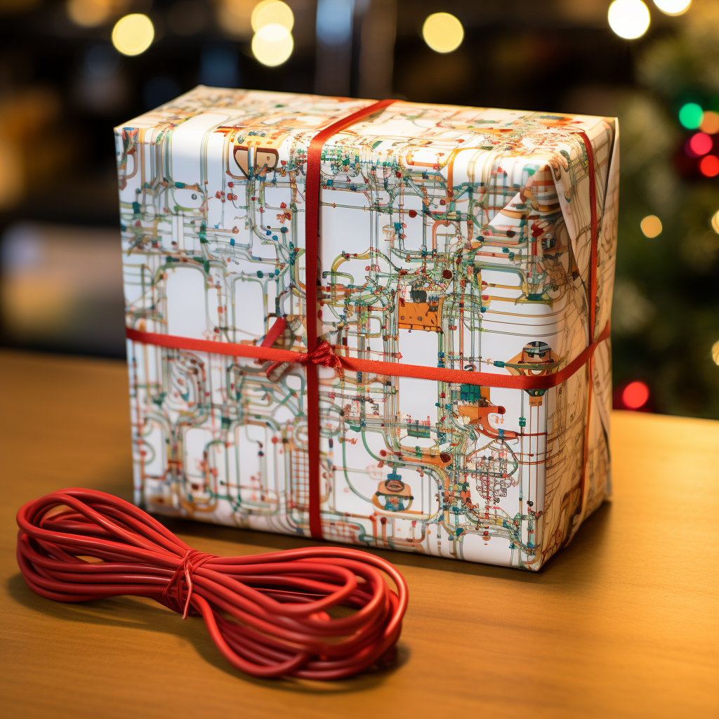 Eurorack Modular Cables in Christmas Wrapping Paper