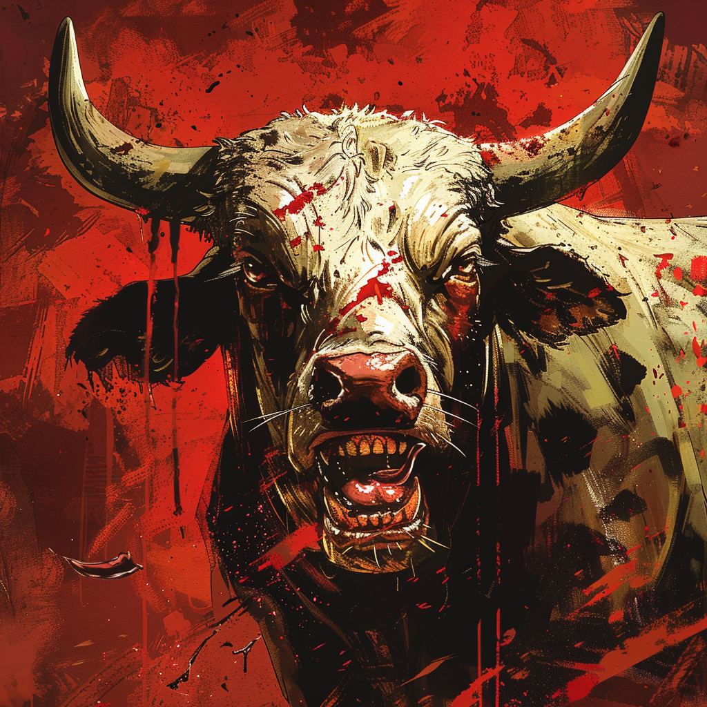 Evil bloodthirsty cow warrior