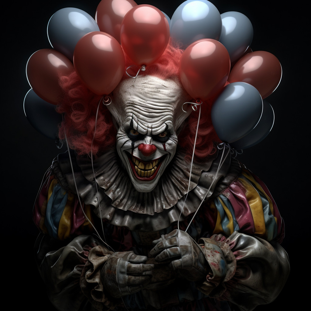 Detailed Evil Clown with Balloons