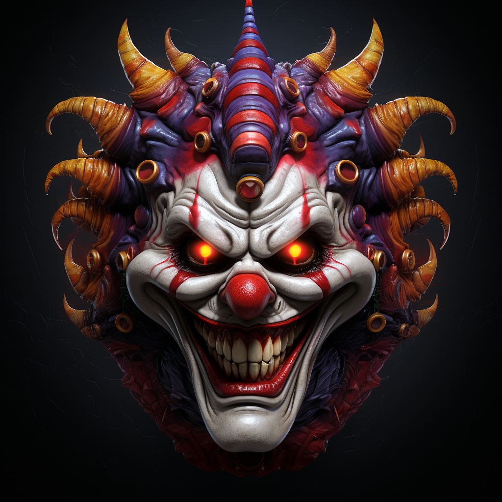 Detailed 3D Evil Clown Logo