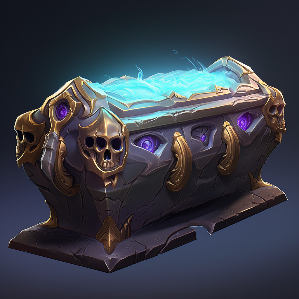 Sinister floating sarcophagus in League of Legends artstyle