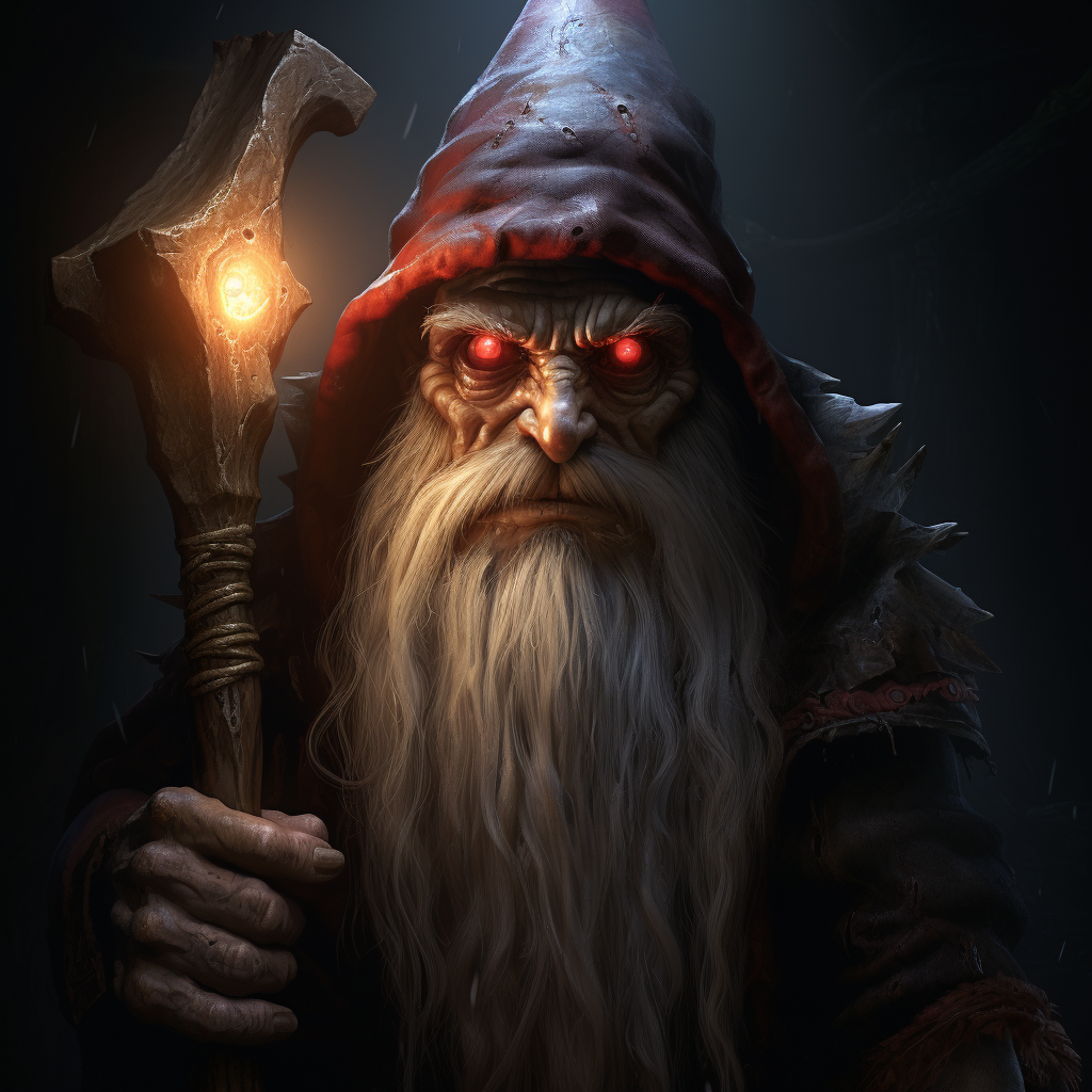 Sinister gnome with menacing axe