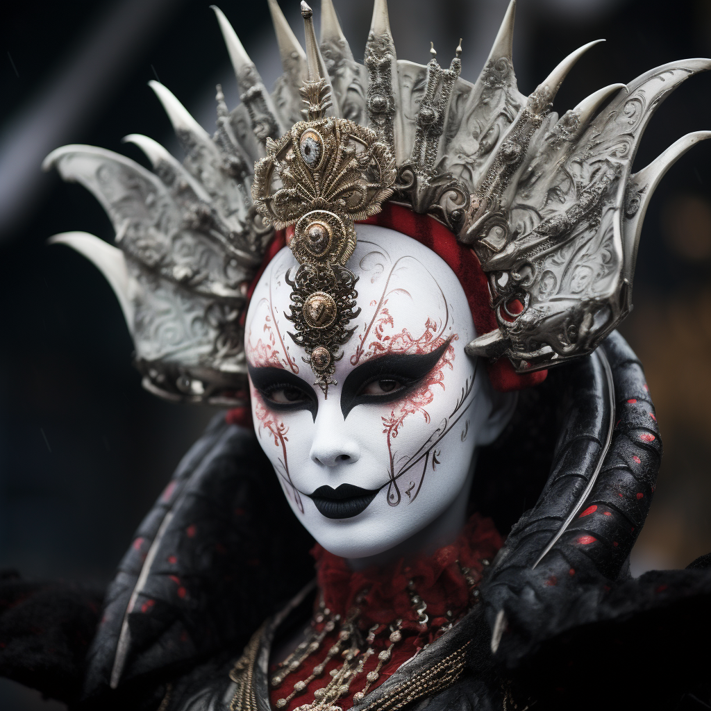 Evil Japanese Queen with Blackened Teeth White Face Paint