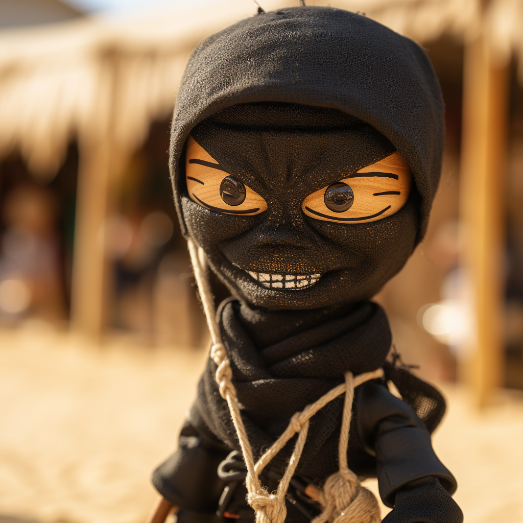 Evil ninja marionette in sand village artwork