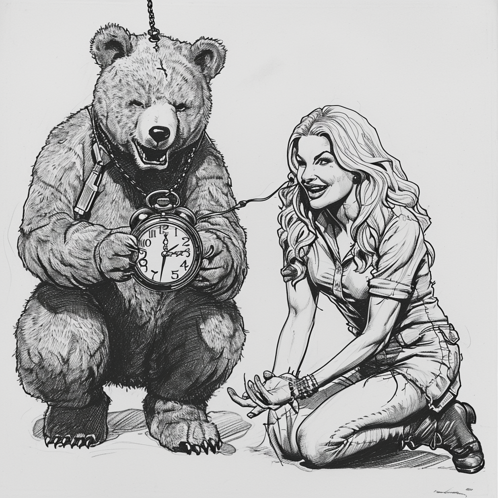 Evil Teddybear Hypnotizing Blond Woman