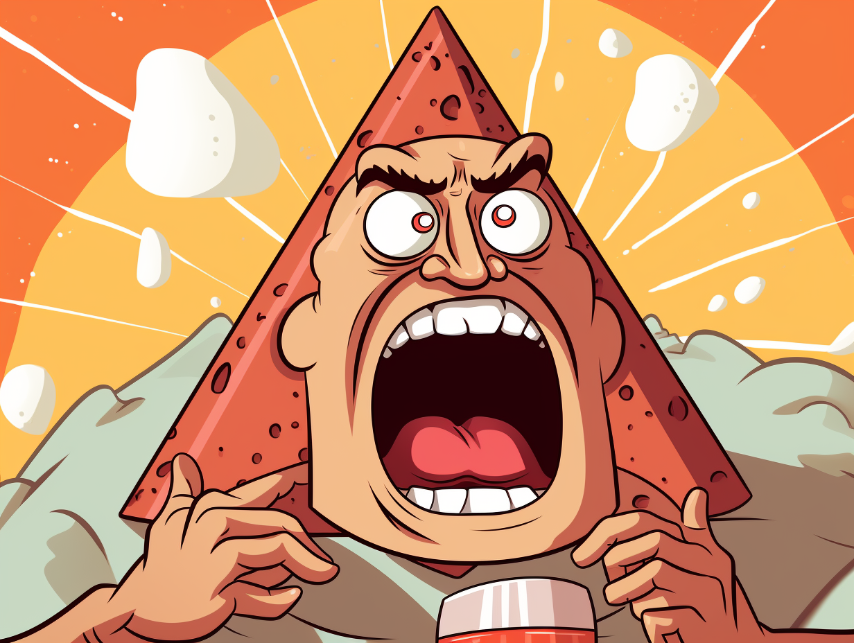 Evil triangle face eating protein powder