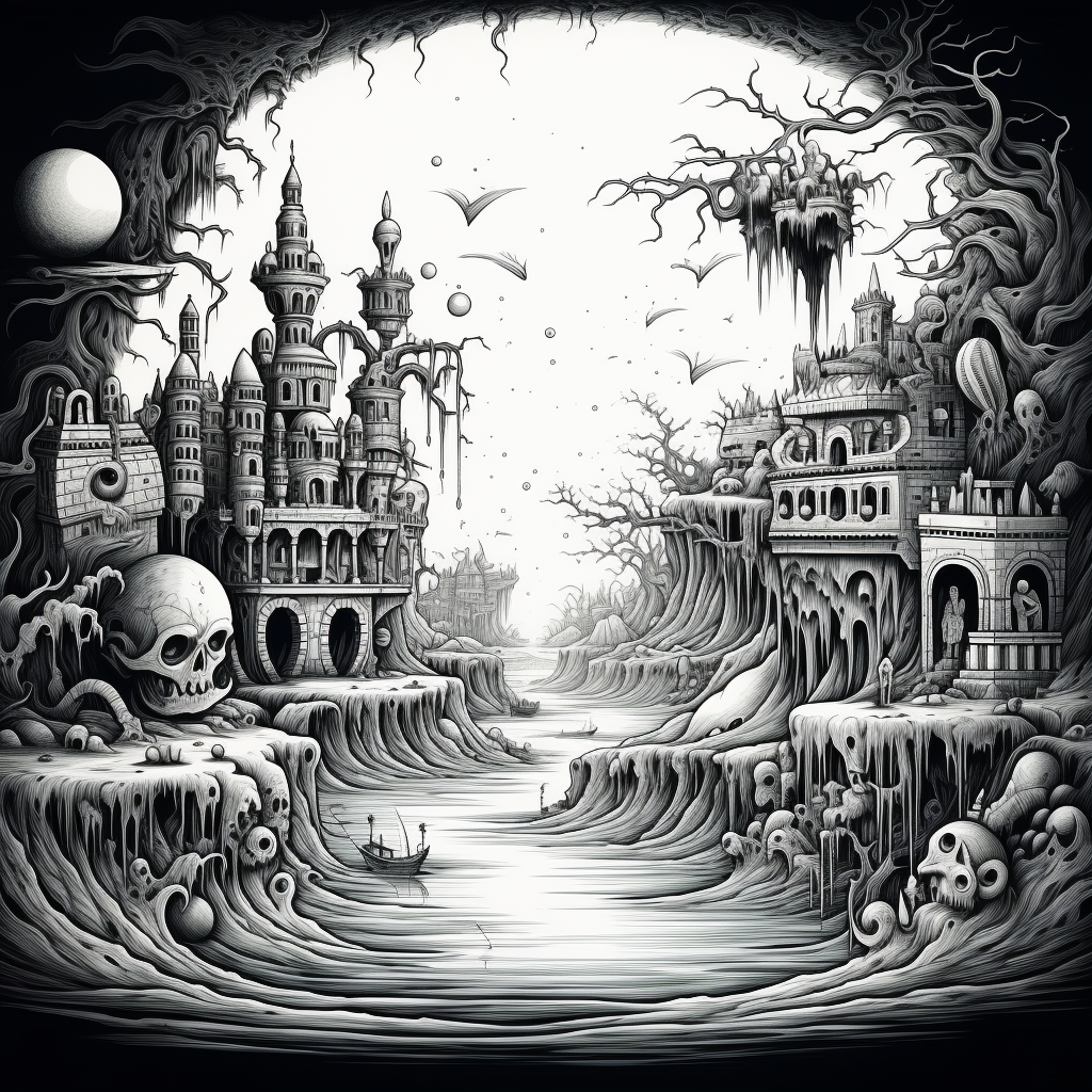 Drawing of a paradise for evil monsters