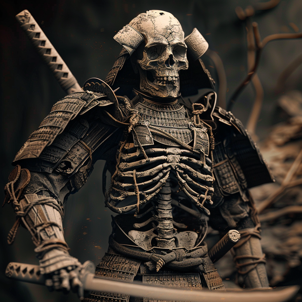 Skeleton samurai warrior sword