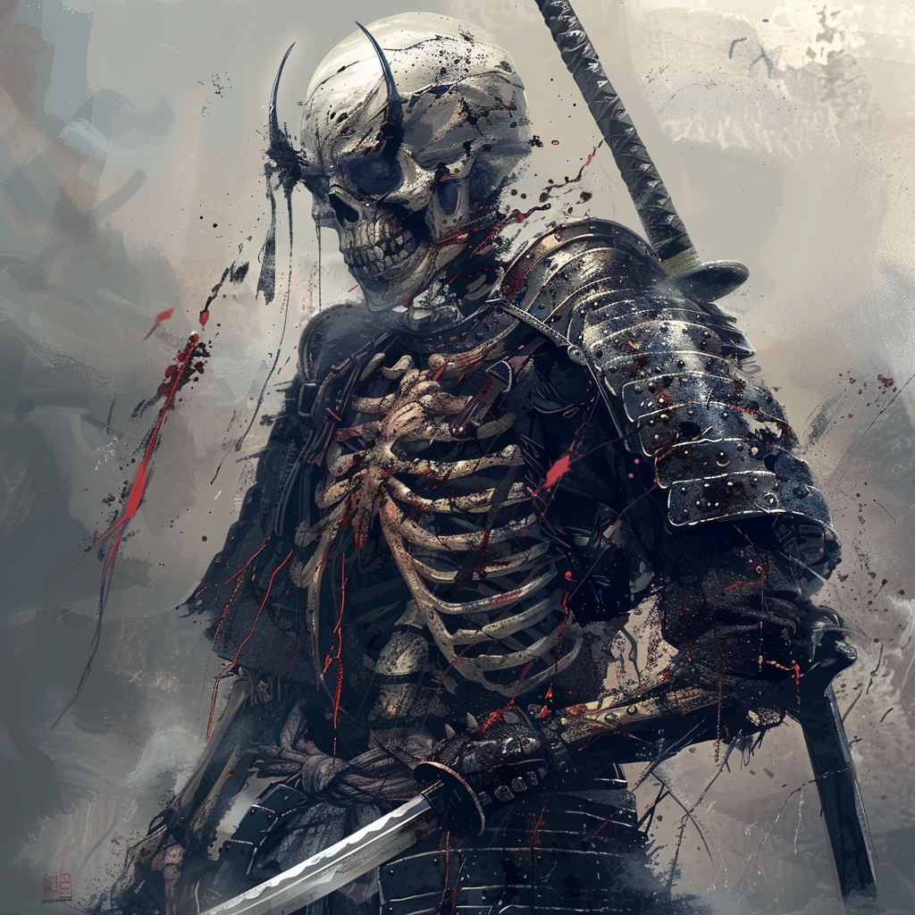 Evil Skull Samurai Skeleton Bones