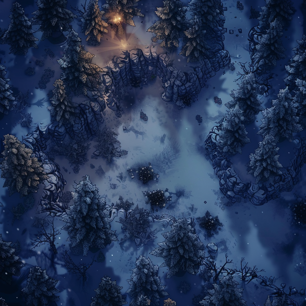 Dark Winter Forest Battle Map