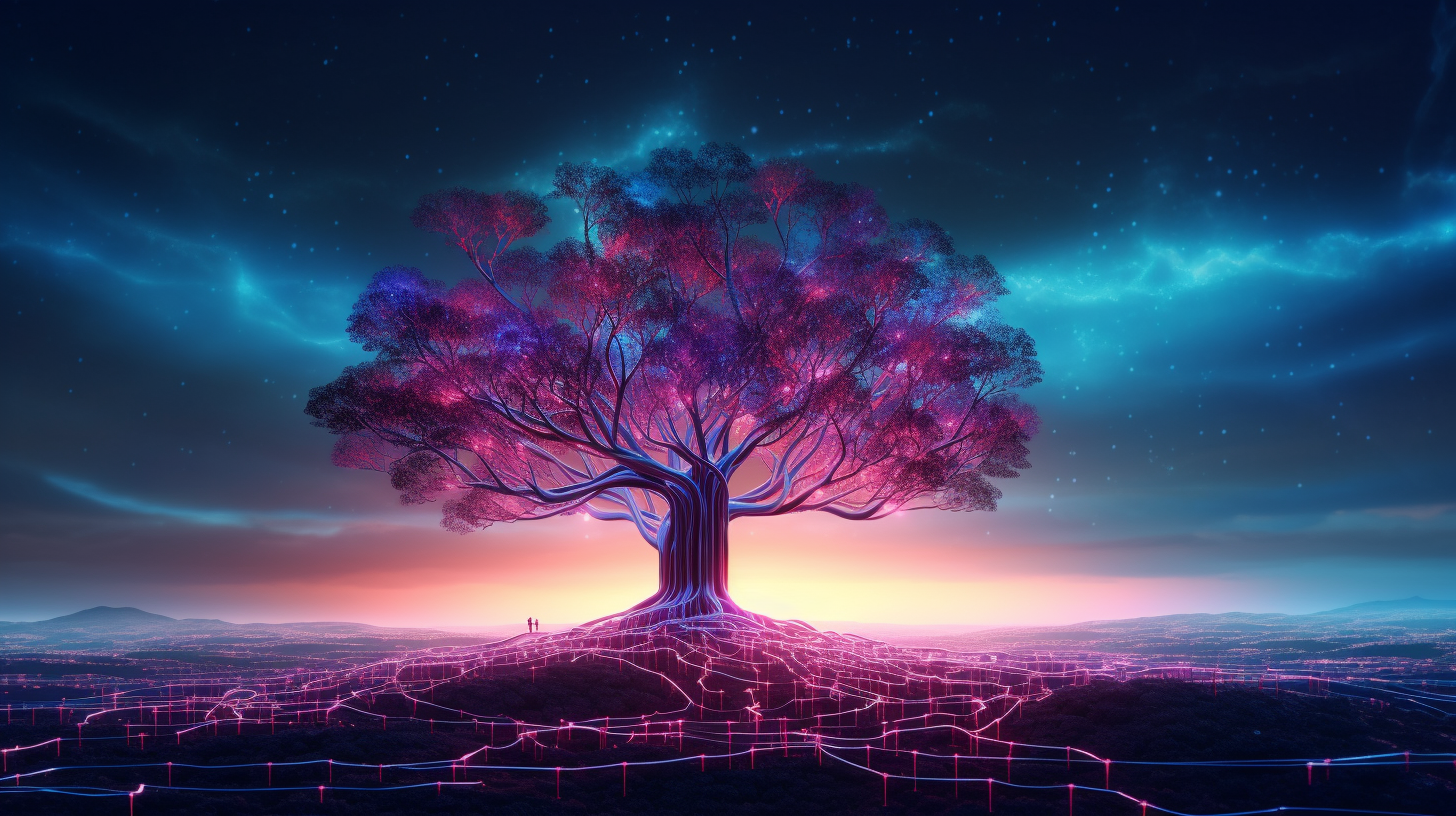 Digital tree representing evolving AI technology