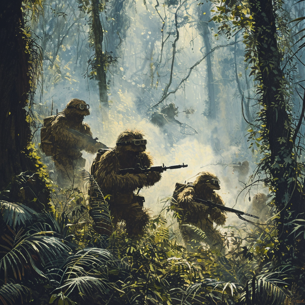 Ewoks fighting in Vietnam War - an epic clash