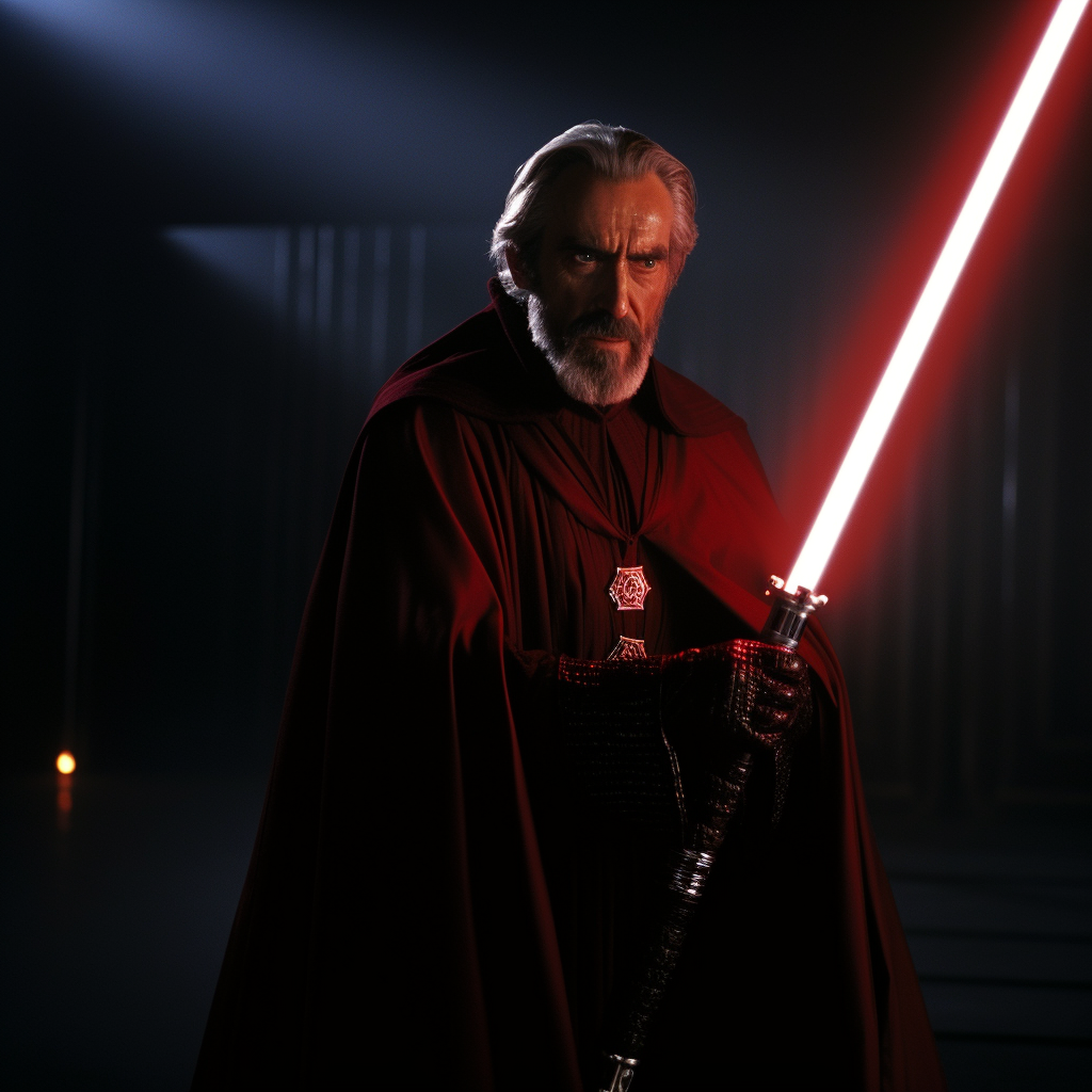 Count Dooku ignites lightsaber in Excalibur